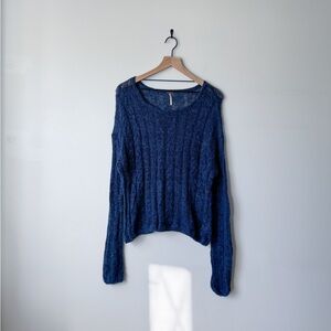 Free People Navy Blue Crew Neck Sweater